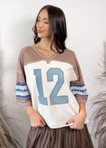 Vintage Varsity Waffle Knit T-Shirt | Oatmeal