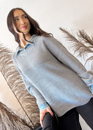 Vintage Havana Collared Cutie Sweater | Heather Grey