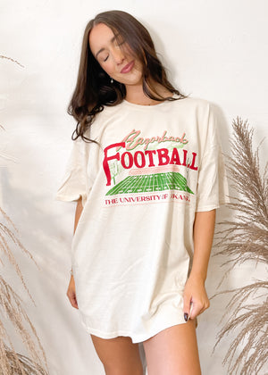Livy Lu Arkansas Razorbacks Football Field Off White Thrifted Tee
