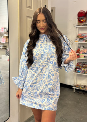 Sincerely Ours Blue Leopard Park Mini Dress