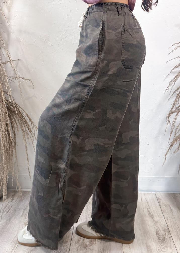 Vintage Havana Tencel Wide Leg Pant | Camo