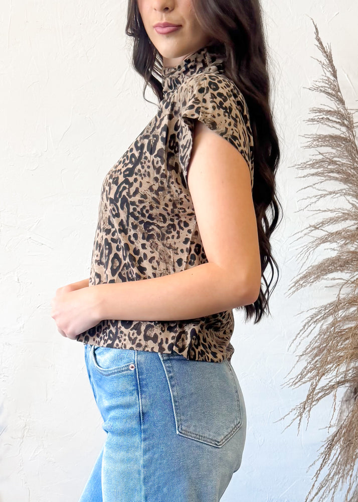 Feral Fall Leopard Mockneck Top