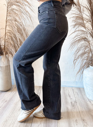 HIDDEN LOGAN DAD JEAN | DARK GREY BLACK