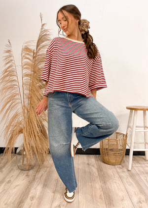 Sweet Charmer Knit Stripped Short Sleeve Top