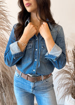 HIDDEN BASIC FIT WESTERN ABBY SHIRT | MEDIUM DARK