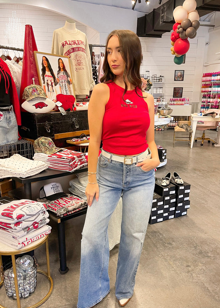 Hog Wild Cropped Tank | Red