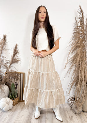 Pumpkin Patch Gingham Midi Skirt | Mocha