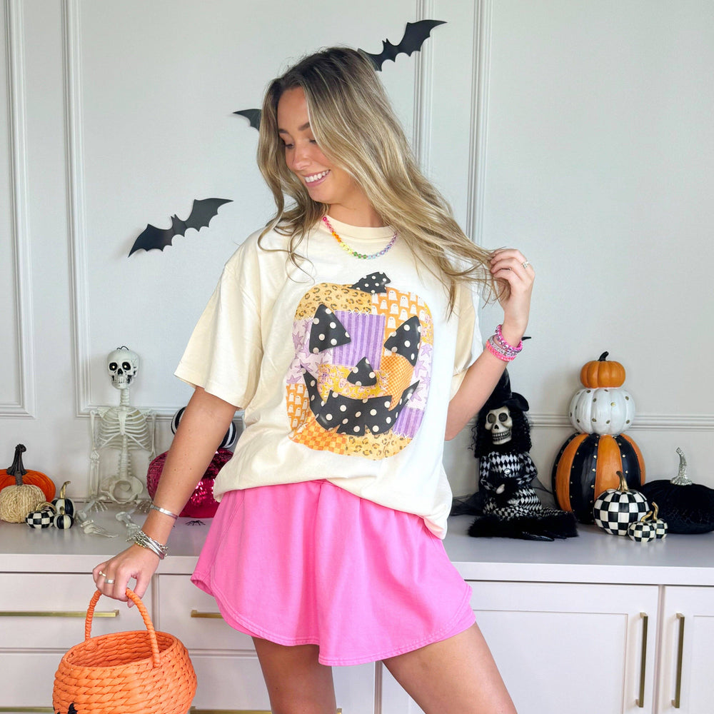 Patchwork Jack O Lantern Tee | Cream
