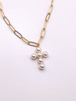 Haute Mess Jewelry Reversible Pearl Cross Necklace