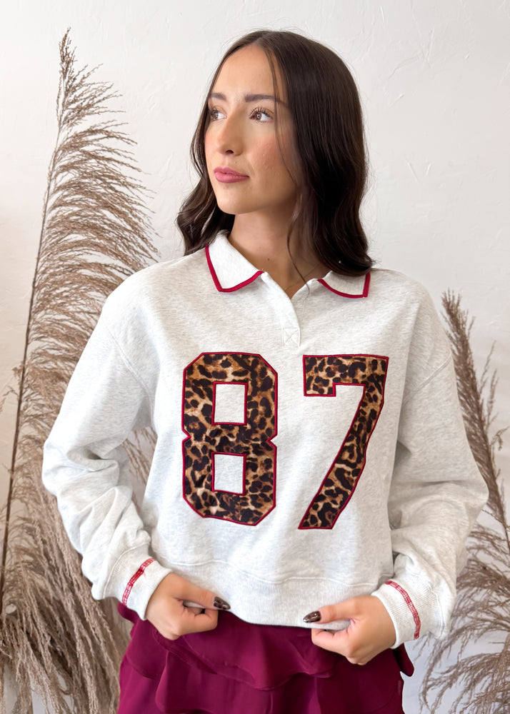 Wildly Cozy 87 Cropped Varsity Sweatshirt | Gray
