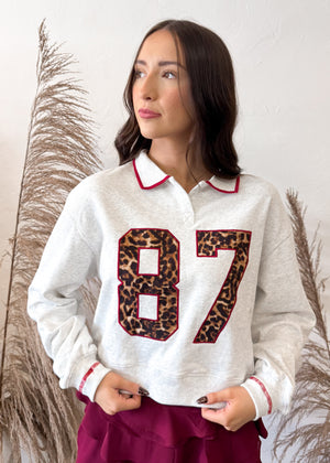 Wildly Cozy 87 Cropped Varsity Sweatshirt | Gray