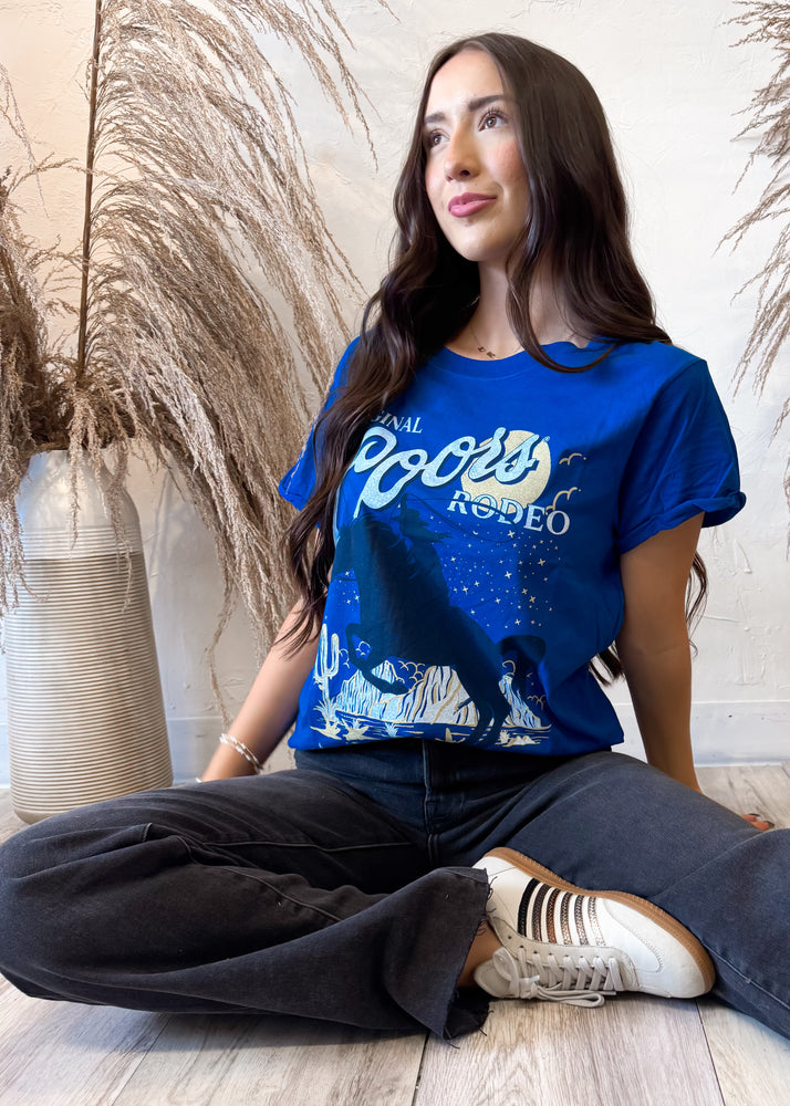 Recycled Karma Original Coors Rodeo Bull Tee | Cobalt Blue