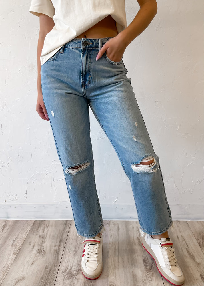 HIDDEN TRACEY HIGH RISE CROPPED STRAIGHT JEAN | MEDIUM