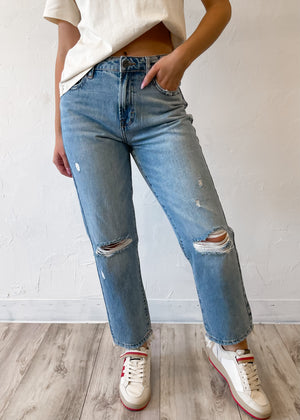HIDDEN TRACEY HIGH RISE CROPPED STRAIGHT JEAN | MEDIUM