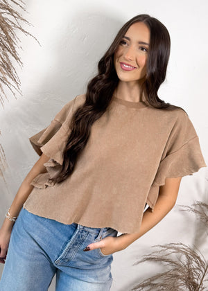 Applewood Waffle Knit Crop Top | Chocolate