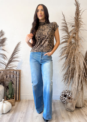 Feral Fall Leopard Mockneck Top