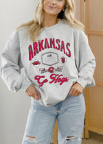 Livy Lu Arkansas Razorbacks Patches 25 Thrifted Sweatshirt | Ash Gray