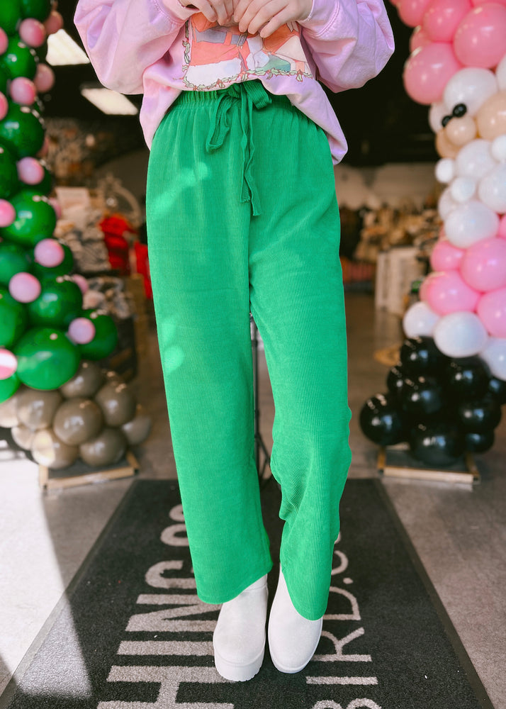 LUCCA Ribbed Pants | Green