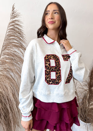 Wildly Cozy 87 Cropped Varsity Sweatshirt | Gray