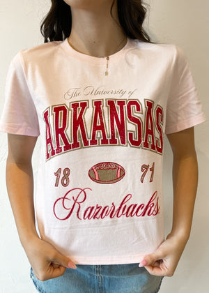 Livy Lu Arkansas Razorbacks Wave Arch Ellie Perfect Tee | Pink