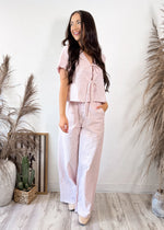 Sunday Striped Puff Sleeve Top | Pink