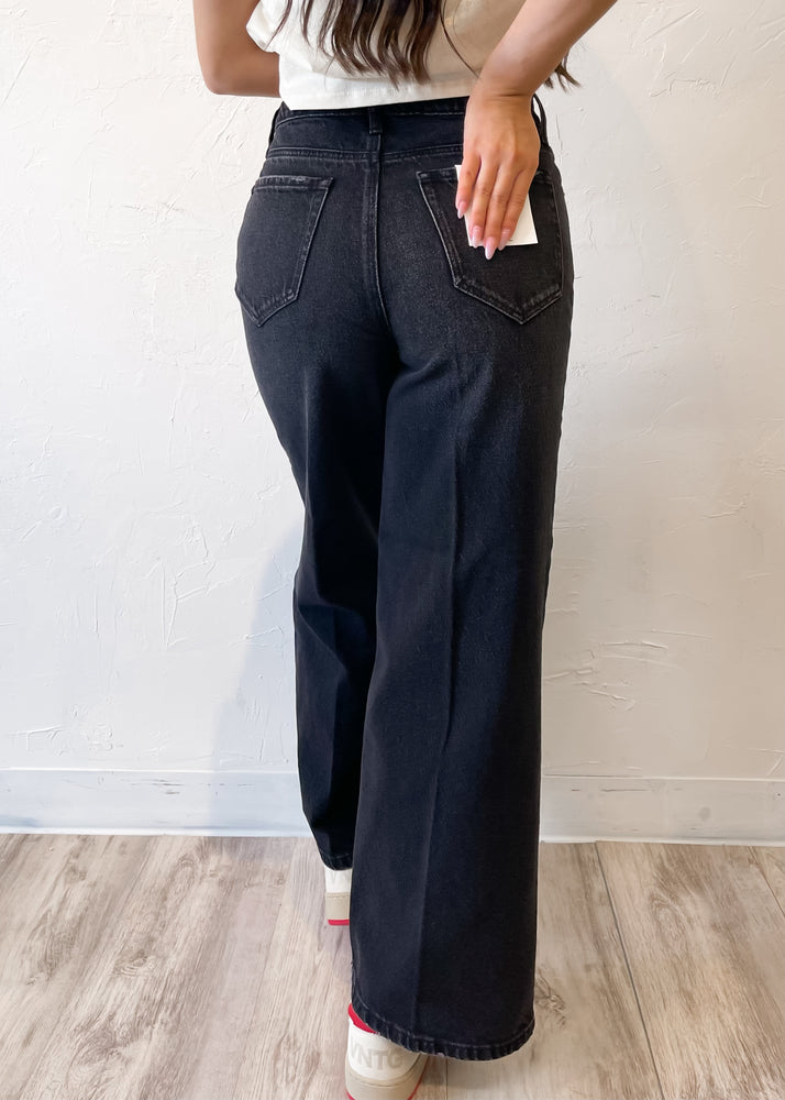 Cello High Rise Crop Wide Leg Jean | Black