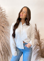 Bella Cutie Stripe Cardigan | Light Blue