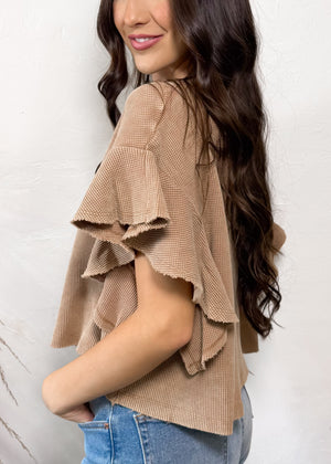 Applewood Waffle Knit Crop Top | Chocolate