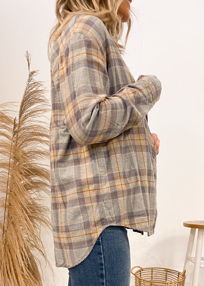 Folklore Oversized Flannel | Heather Grey