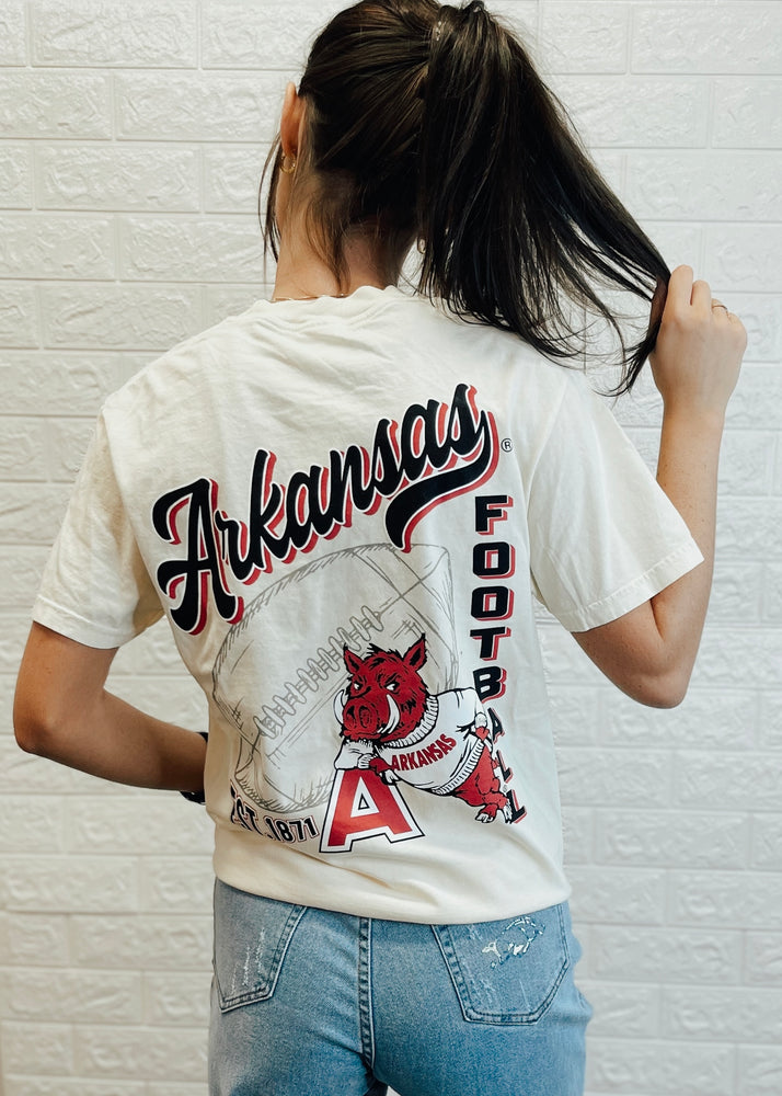 
            
                Load image into Gallery viewer, Hogs Football Tee | Ivory
            
        