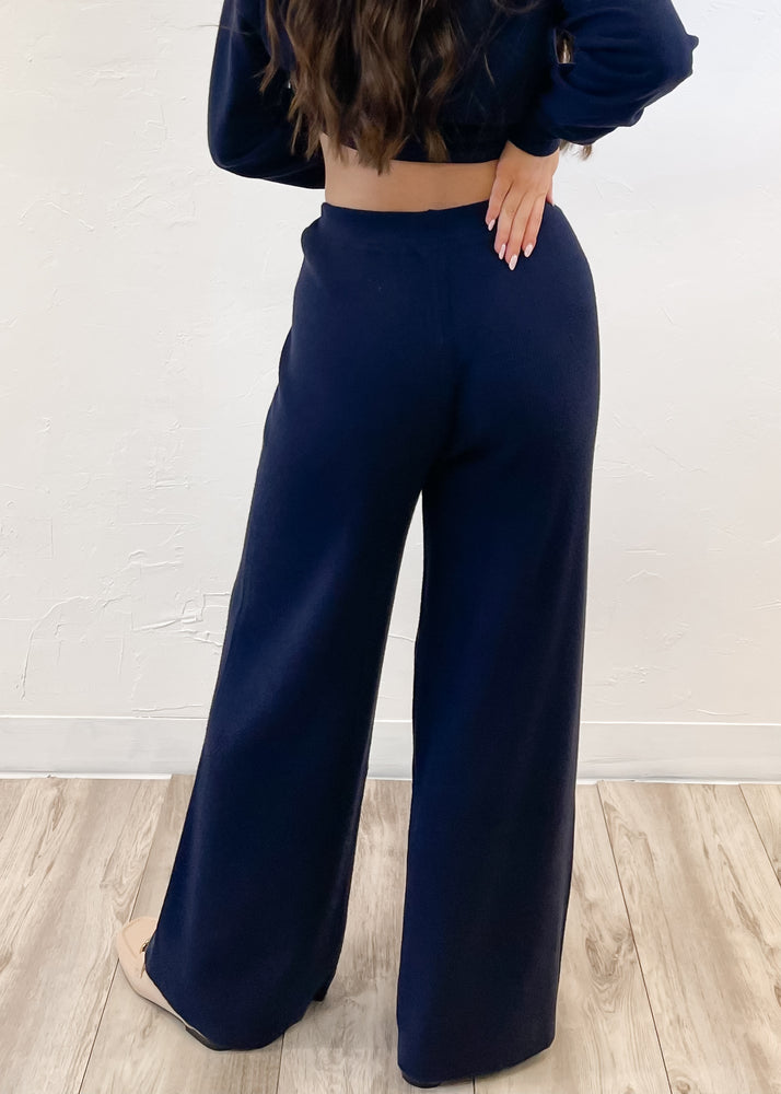 FRNCH Rani Knit Trousers | Bleu Marine