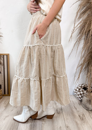 Pumpkin Patch Gingham Midi Skirt | Mocha