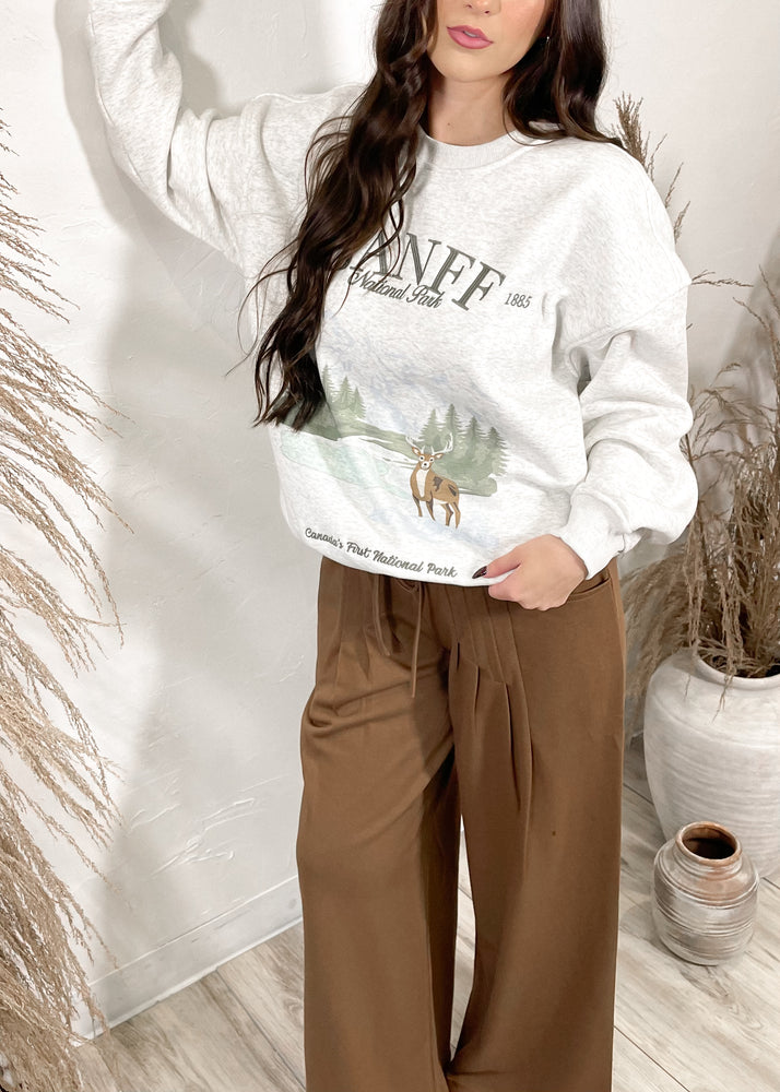 Banff National Park Long Sleeve Fleece Sweatshirt | Melange
