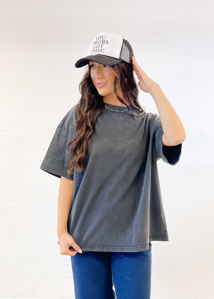 Let It Out Oversized Basic Tee | Black