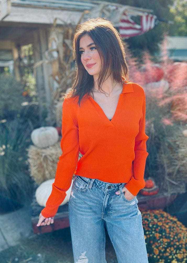 
            
                Load image into Gallery viewer, Velma Knit Top | Bright Orange
            
        