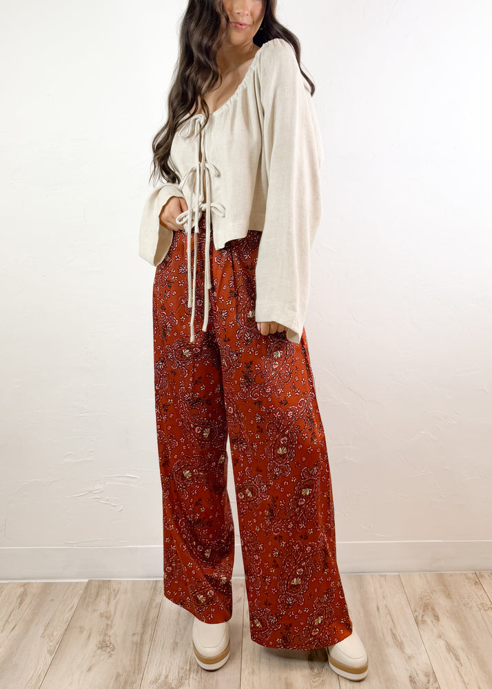 All The Vibes Flowy Floral Pants | Baked Clay