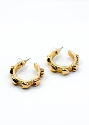 Heart Stamp Gold Hoop Earring