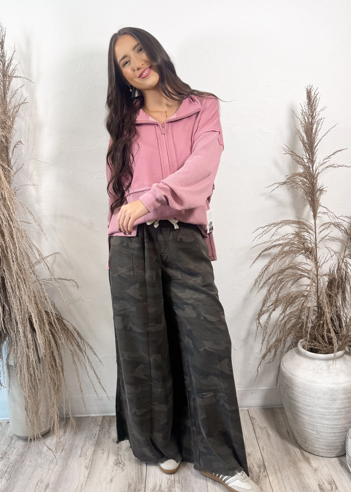 Vintage Havana Tencel Wide Leg Pant | Camo