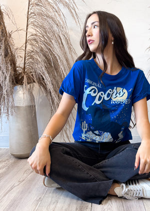 Recycled Karma Original Coors Rodeo Bull Tee | Cobalt Blue