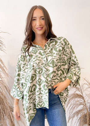 Mossy Meadow Button Up Top | Sage