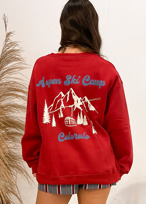 Aspen Ski Camp Sweatshirt | Cherry