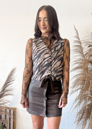 Sincerely Ours Velvet Cocoa Skirt | Dark Chocolate