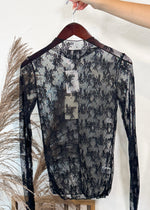 How Iconic Lace Long Sleeve Top | Black