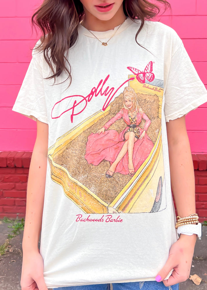 
            
                Load image into Gallery viewer, Livy Lu Dolly Parton Backwoods Barbie Tee | Off White
            
        