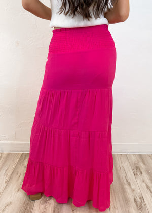 Cool For Summer Tiered Maxi Skirt | Fuchsia