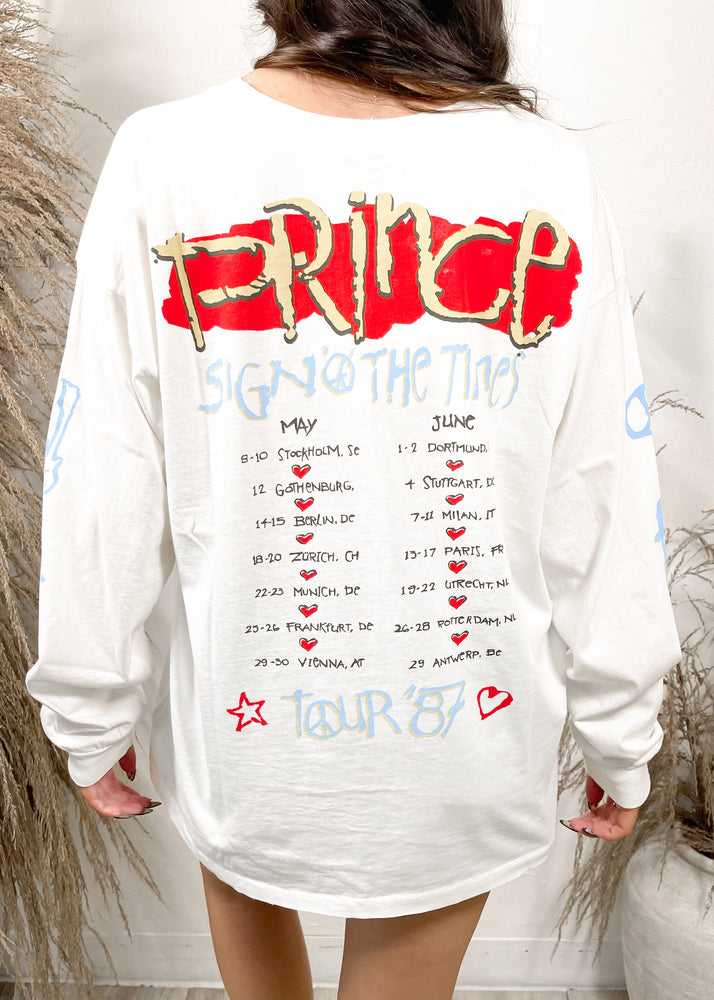 Daydreamer Prince Sign Of The Times Merch Long Sleeve | Vintage White