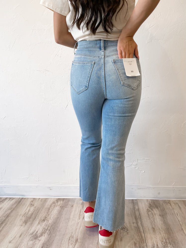 Cello High Rise Crop Flare Jean | Light