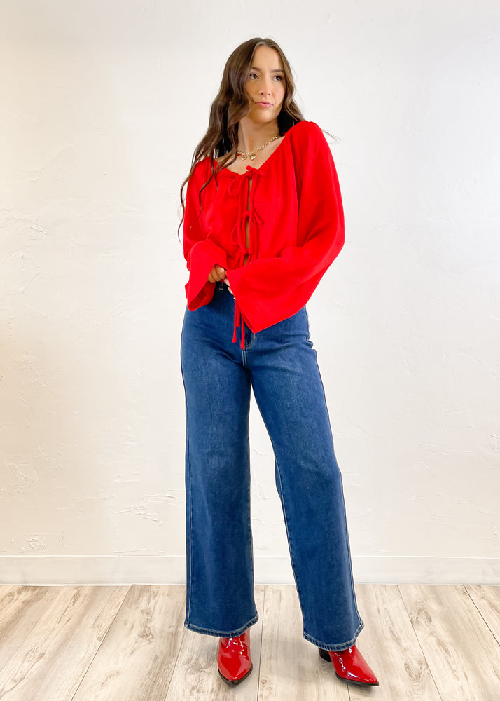 Sweet On You Linen Blouse | Red