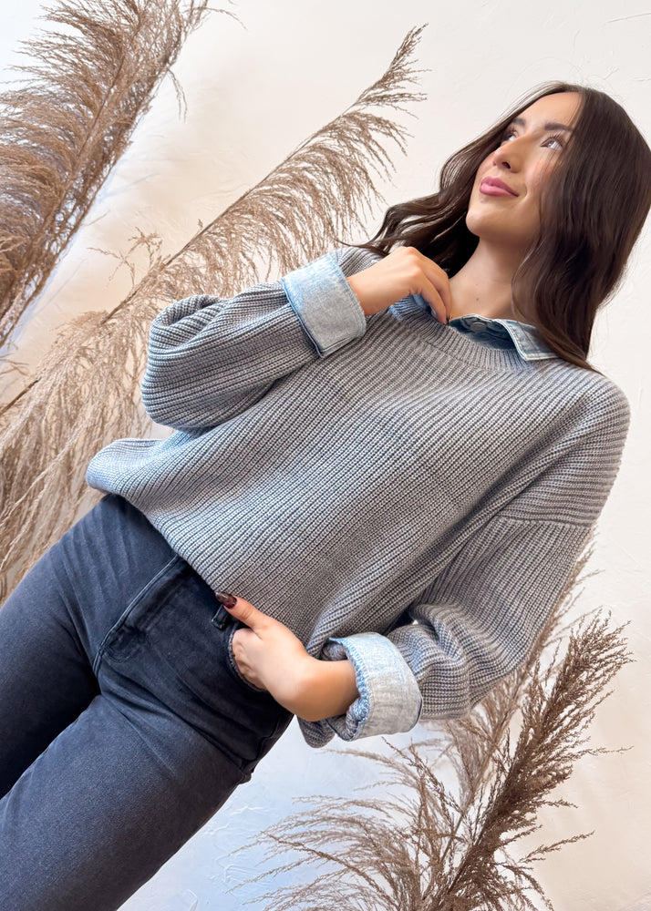 Vintage Havana Collared Cutie Sweater | Heather Grey