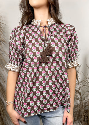 Orchard Bloom Floral Top | Brown